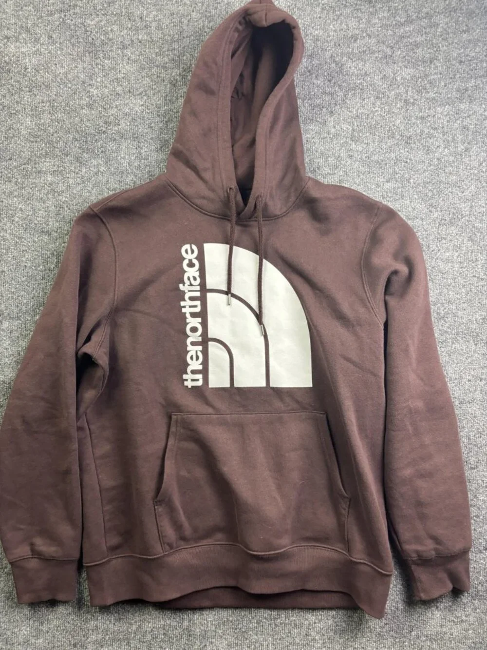 The North Face Hoodie Mens Large Brown Pullover Fleece Sweatshirt Logo Graphic - Picture 1 of 7